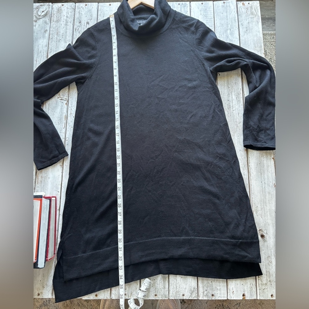 Eileen Fisher Black Merino Wool Turtleneck Dress Tunic | Size S - Picture 3 of 11